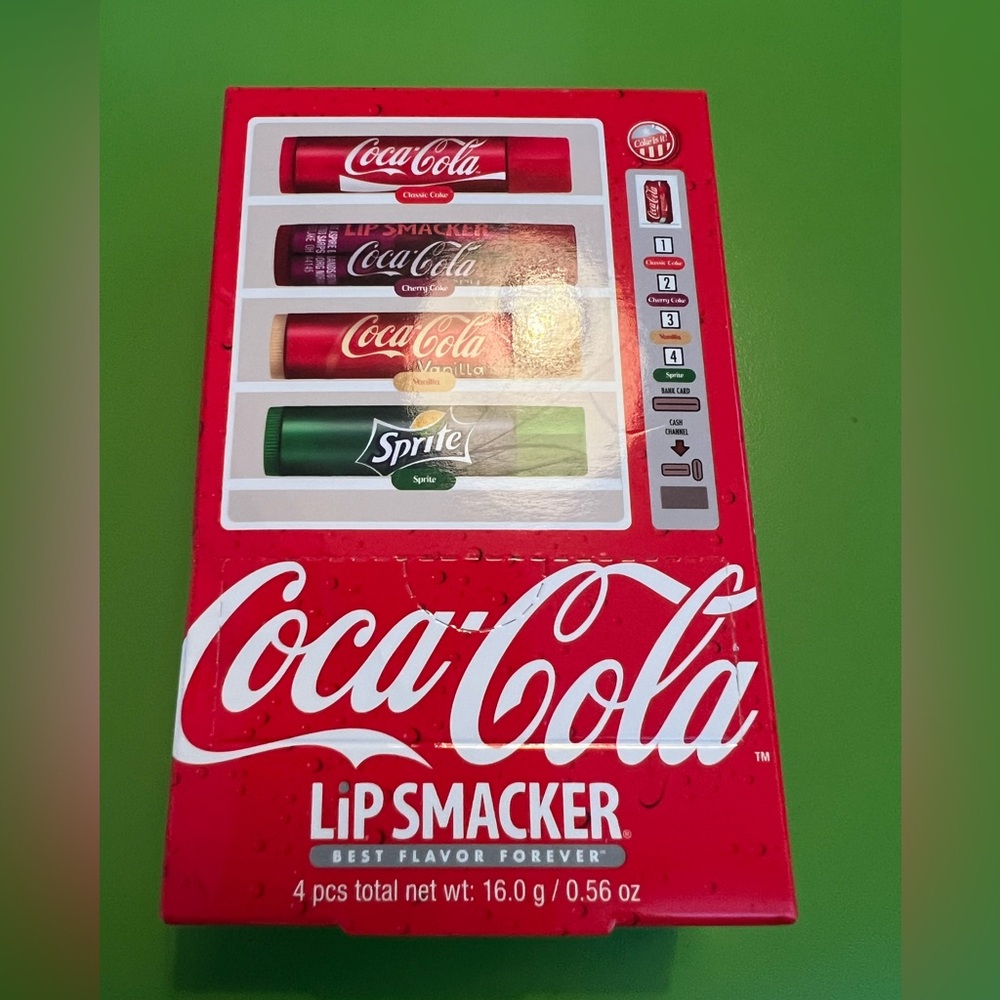 Coca Cola Lip Smacker 4 pc set Best Flavor Forever balm NEW coke sprite soda pop